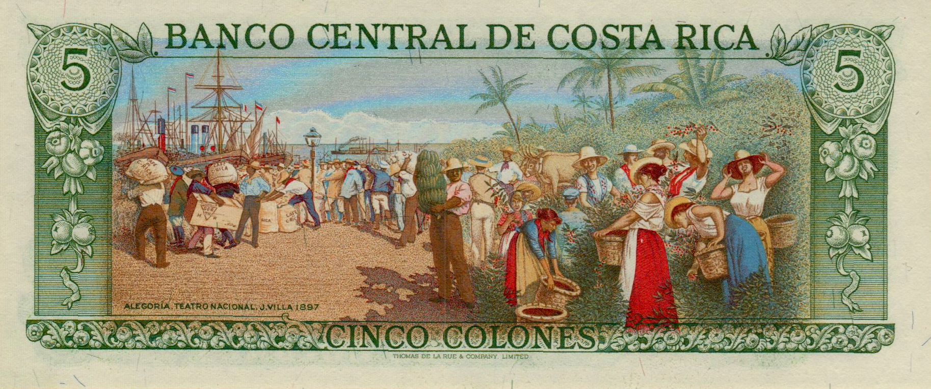 Costa Rica 5 1986 UNC P-236/d